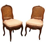 PAIR OF FENCH CANED FRUITWOOD SIDE CHAIRS