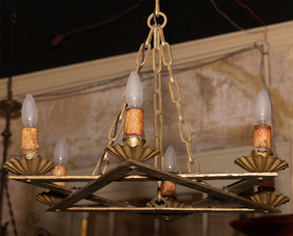 20th Century Iron Star of David Chandelier For Sale