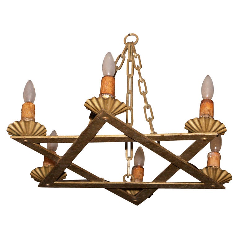 Iron Star of David Chandelier For Sale