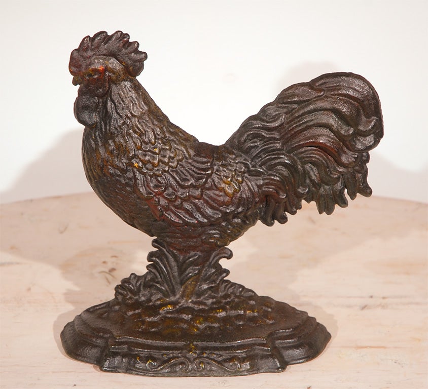 19THC LARGE CAST IRON ROOSTER DOORSTOP at 1stdibs