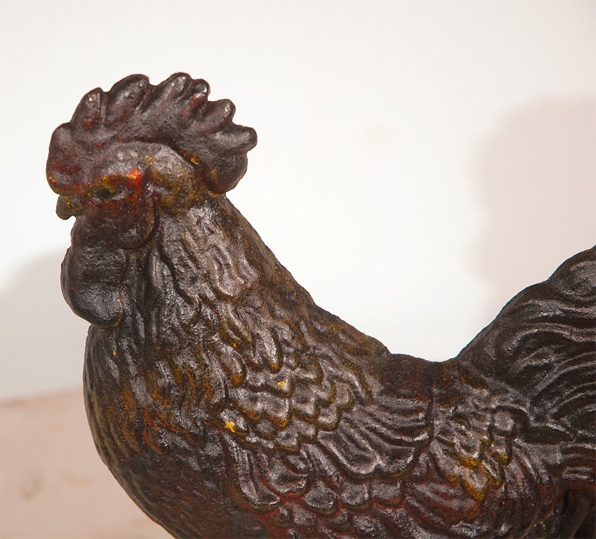 American 19THC  LARGE CAST IRON ROOSTER DOORSTOP