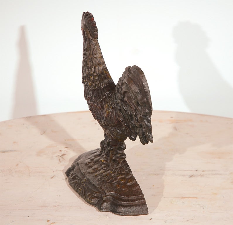 Iron 19THC  LARGE CAST IRON ROOSTER DOORSTOP