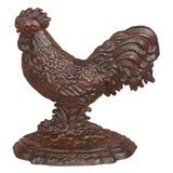 19THC  LARGE CAST IRON ROOSTER DOORSTOP