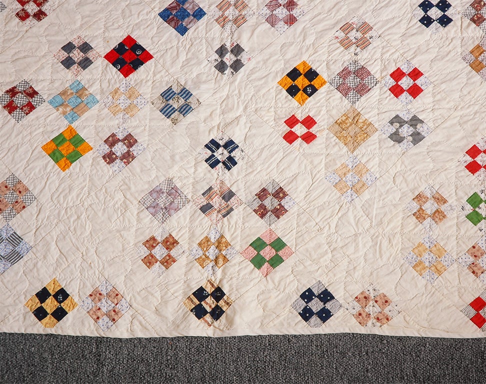 19th Century 19THC  MINIATURE  POSTAGE STAMP  QUILT/NINE PATCH PATTERN