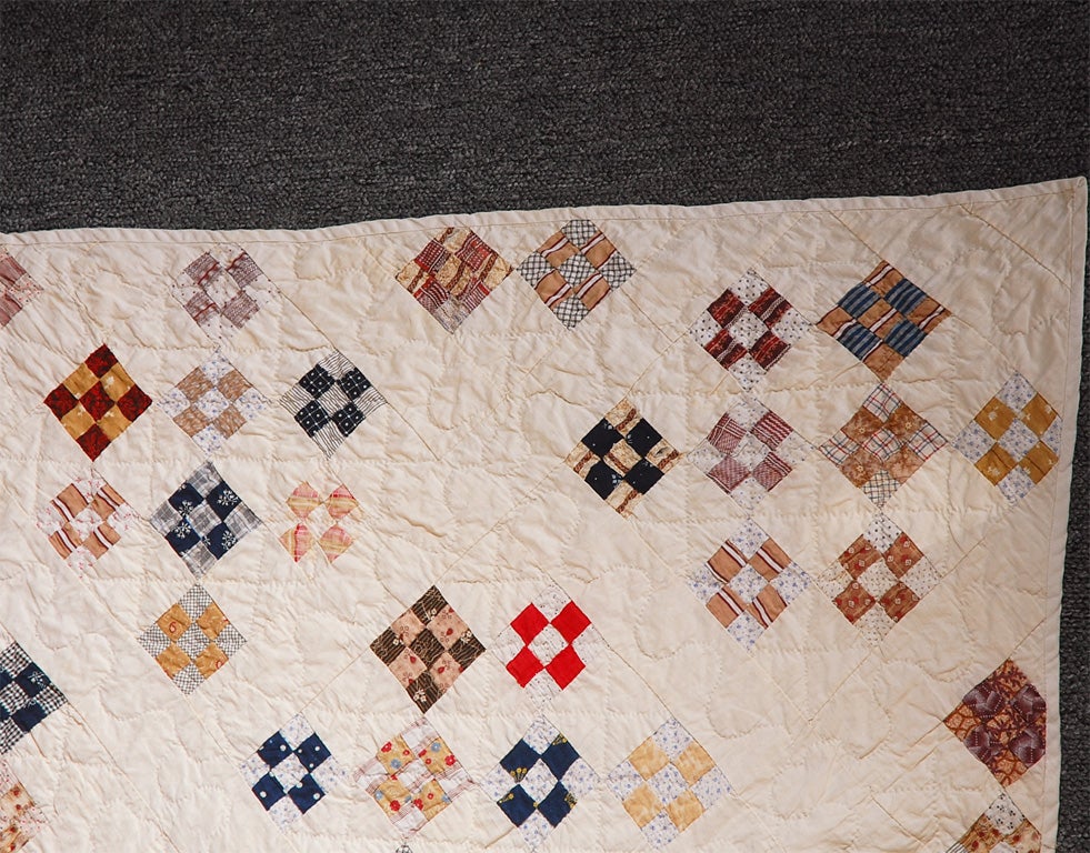 19THC  MINIATURE  POSTAGE STAMP  QUILT/NINE PATCH PATTERN 1
