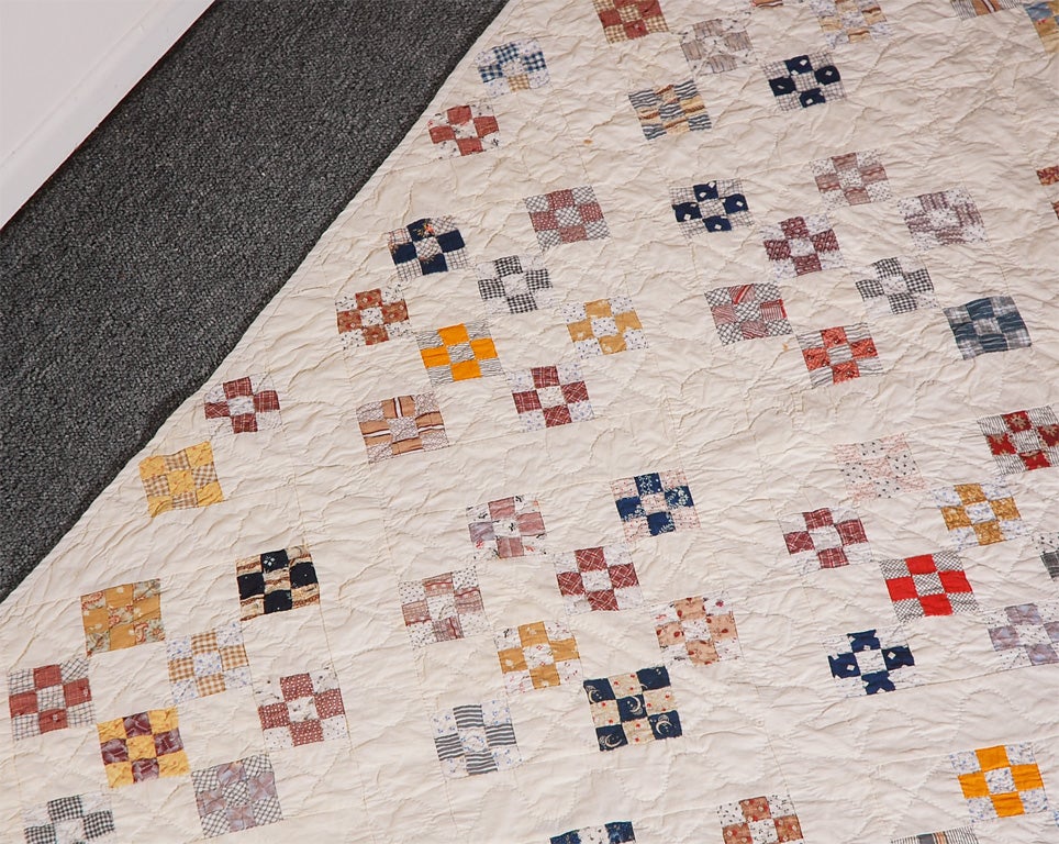 19THC  MINIATURE  POSTAGE STAMP  QUILT/NINE PATCH PATTERN 2
