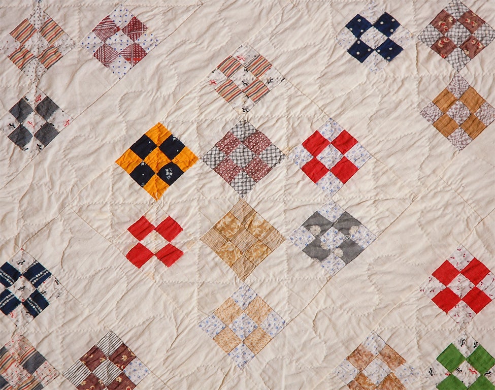 19THC  MINIATURE  POSTAGE STAMP  QUILT/NINE PATCH PATTERN 3