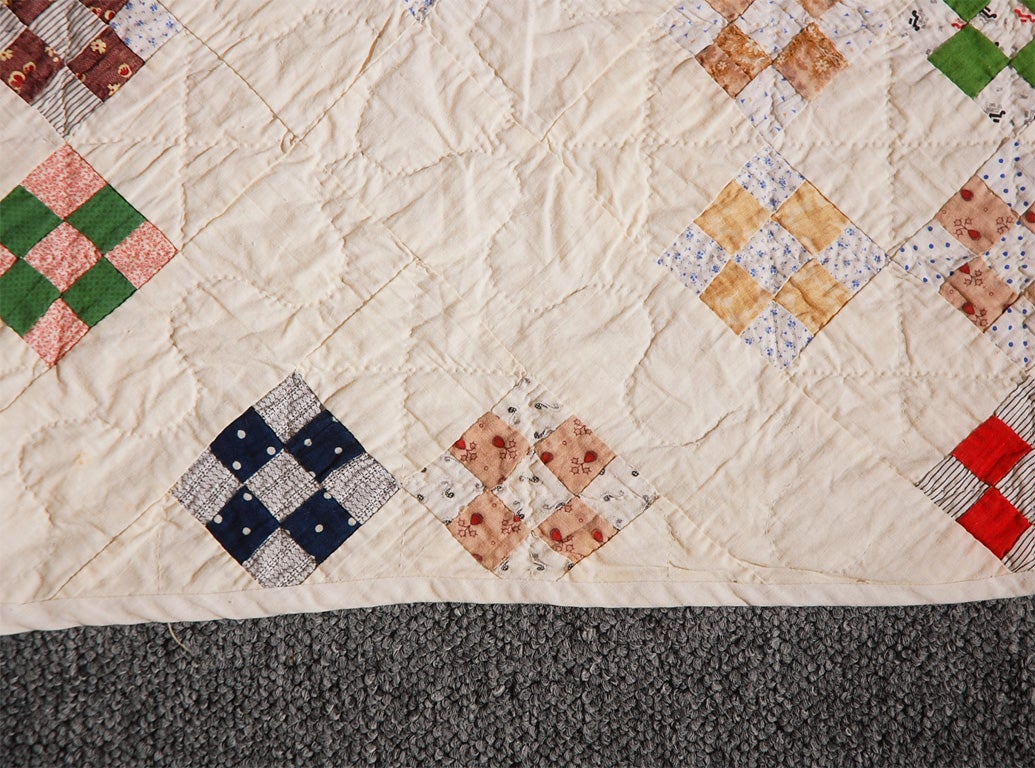 19THC  MINIATURE  POSTAGE STAMP  QUILT/NINE PATCH PATTERN 4