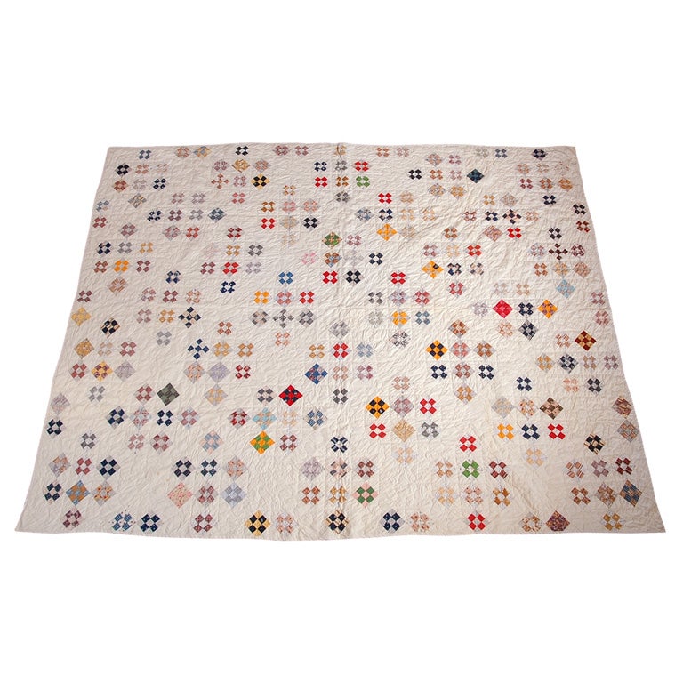 19THC  MINIATURE  POSTAGE STAMP  QUILT/NINE PATCH PATTERN