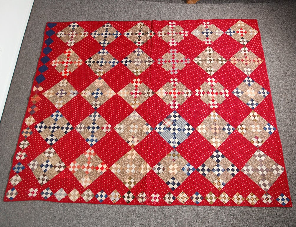 LATE 19THC POSTAGE STAMP QUILT