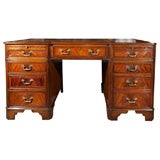 Antique English mahogany partner
s desk w/brush slide.