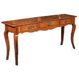 Antique French fruitwood server. Three drawers.