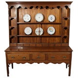 Antique English Georgian oak dresser with rack