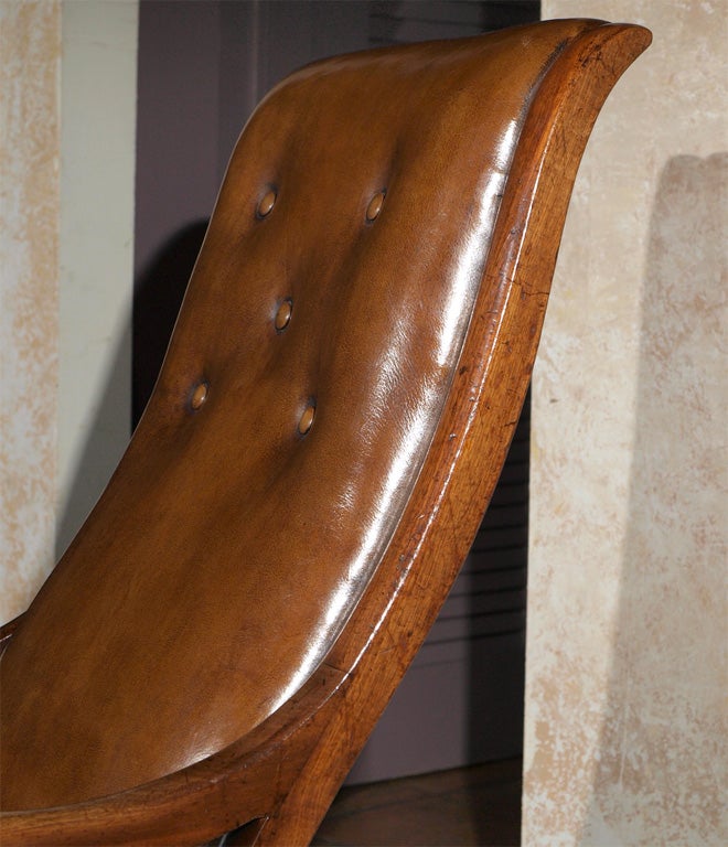Mahogany Antique English Regency mahogany leather rocking chair
