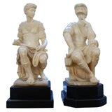 Pair of Neoclassical Italian Alabaster Sculptures
