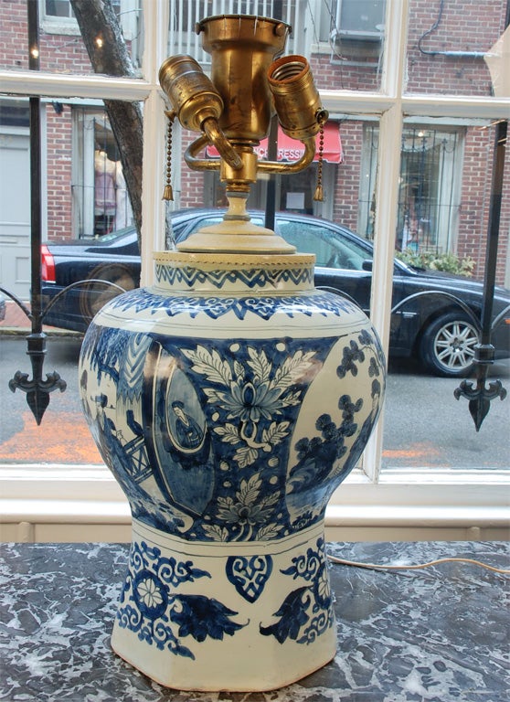 Dutch Delft Ceramic Vase Mounted as a Lamp