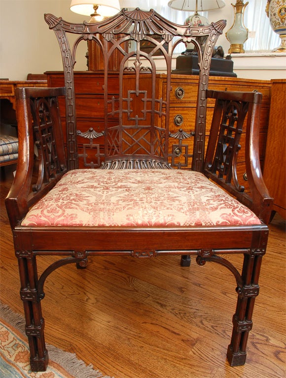 George III style Mahogany Chinese Chippendale Armchair
