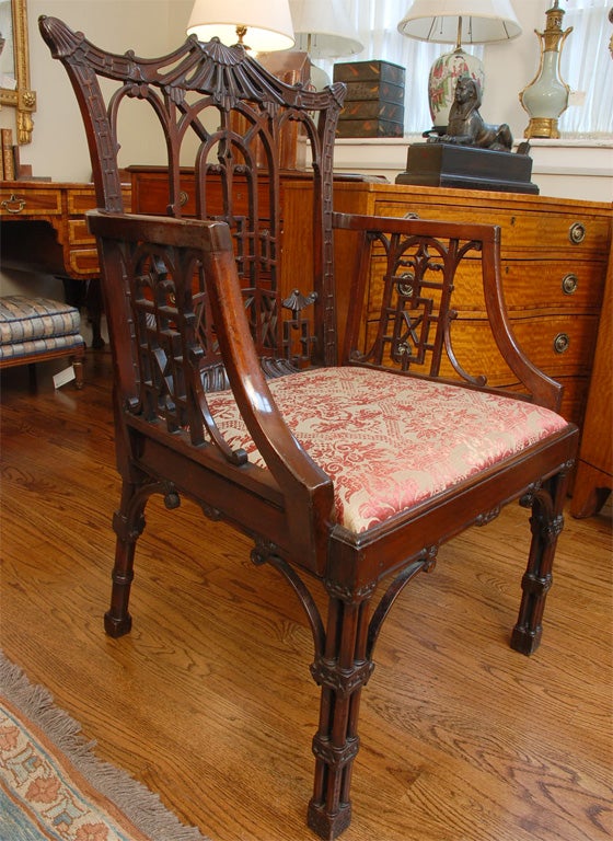 English George III style Mahogany Chinese Chippendale Armchair