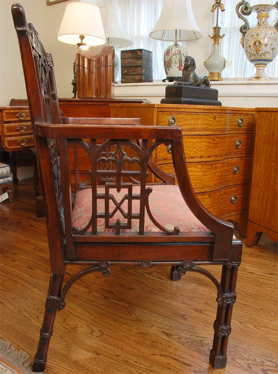 19th Century George III style Mahogany Chinese Chippendale Armchair
