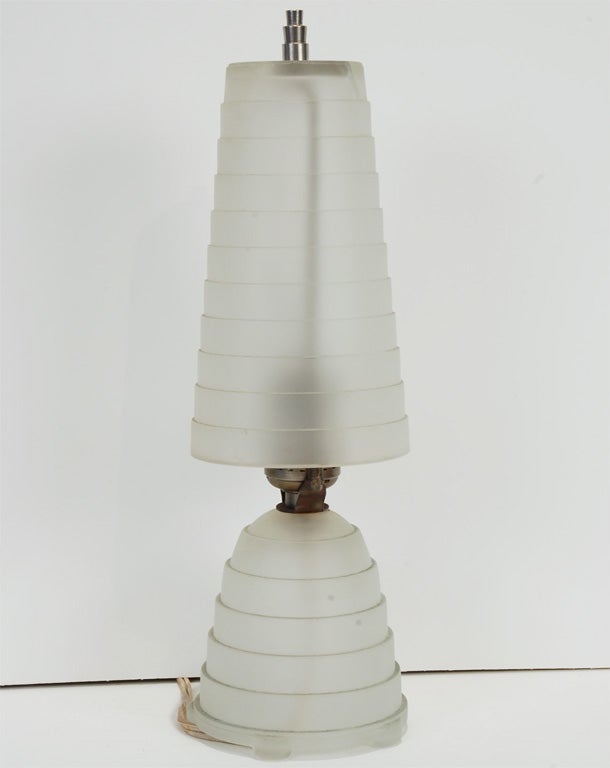 Period Art Deco Frosted Glass Table Lamp