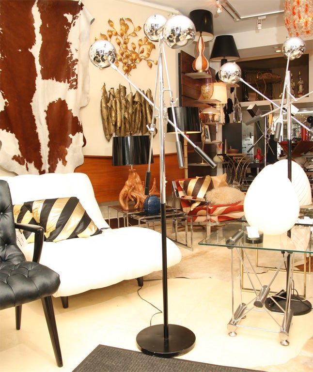 Three Head Chrome Floor Lamp