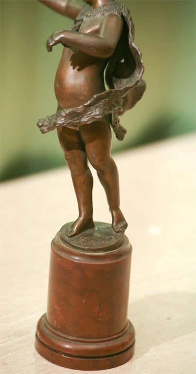 19th Century Bronze Figure Of A Young Boy  With Animal Skin By F. Jffland