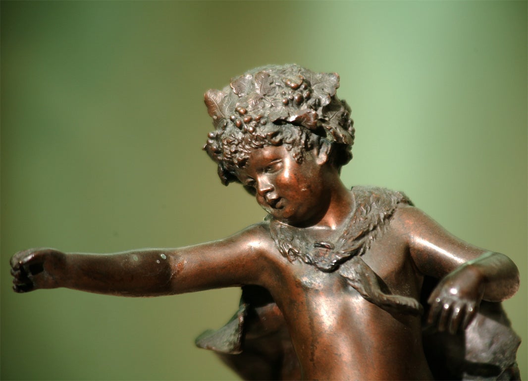 Bronze Figure Of A Young Boy  With Animal Skin By F. Jffland 3