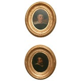FLEMISH STYLE PORTRAITS OF TWO MEN IN OVAL FRAMES