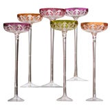 Retro Set of 6 Baccarat Overlay Crystal Toasting Glasses