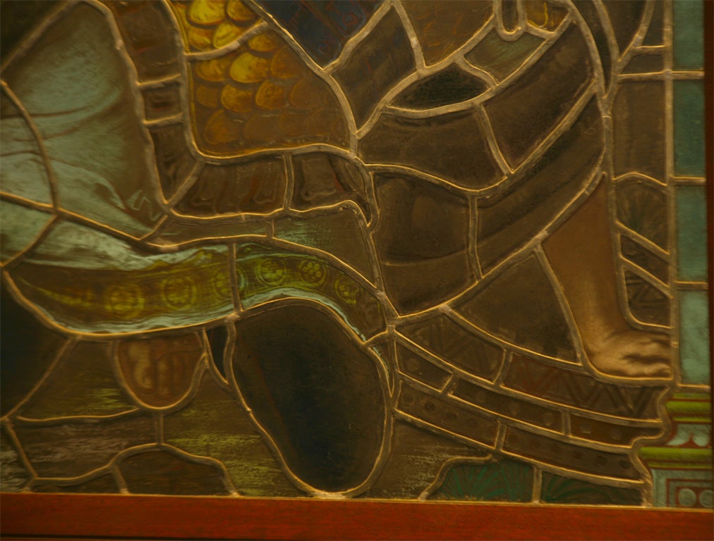 Pre-Raphaelite Stained Glass Window Panel For Sale at 1stDibs