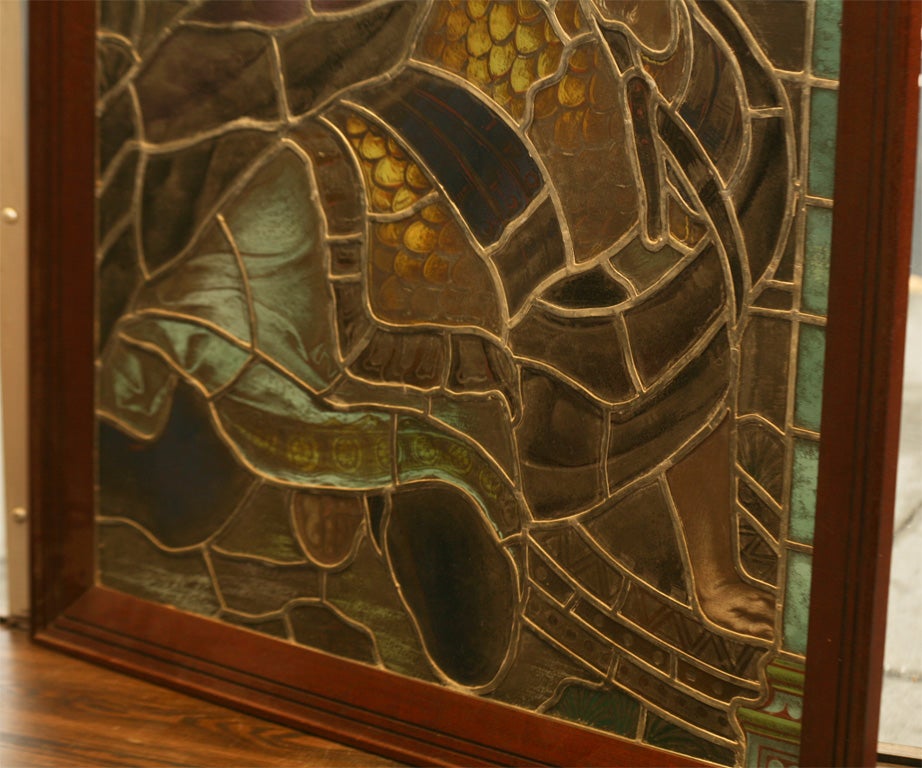 Pre-Raphaelite Stained Glass Window Panel For Sale at 1stDibs