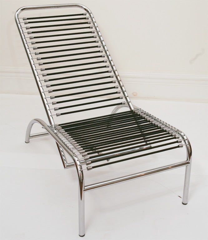 Chaise Longue Sandow De René Herbst – Métal Noir – Style Art Déco – Vintage