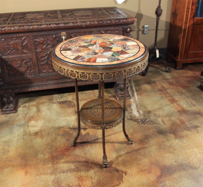 Marble specimen top with custom bronce base