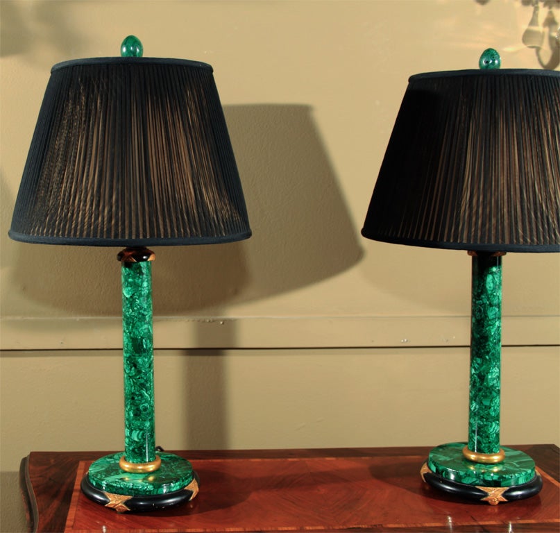 Pair of Malachite lamps