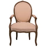 A French Transitional Grey- Painted Fauteuil