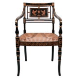 A Pair of Vintage Regency Style Painted Armchairs