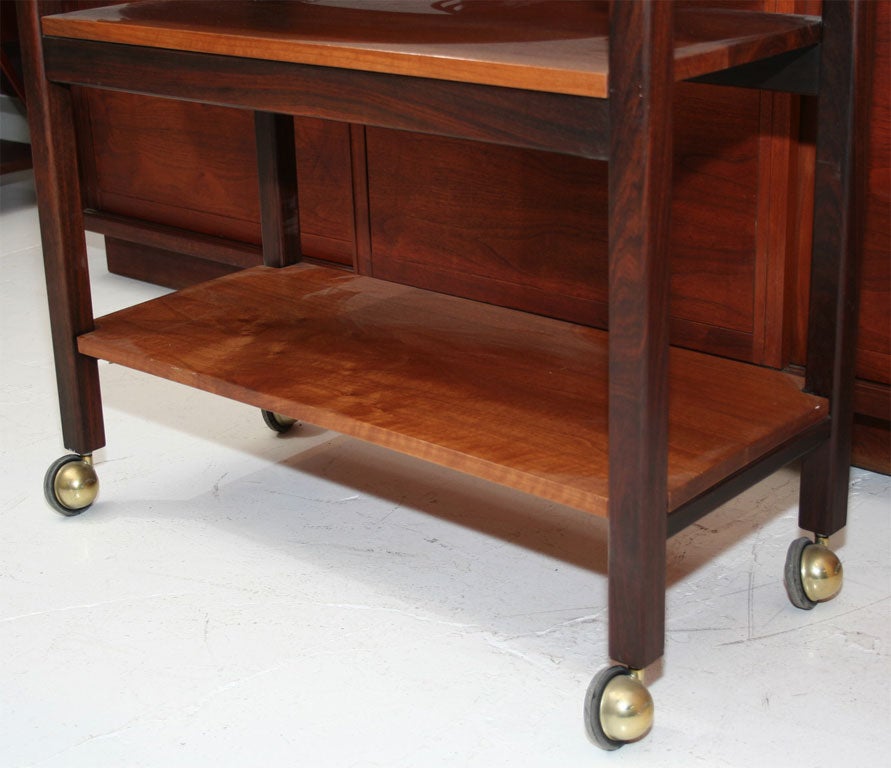 This rare and funcitonal Nakashima piece was made for an important Nakashima patron.  The only other tea trolley in existence belonged to Marion Nakashima, wife of George Nakashima