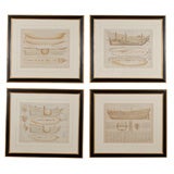 Set of 4 19th Century French Sailboat Plans Framed