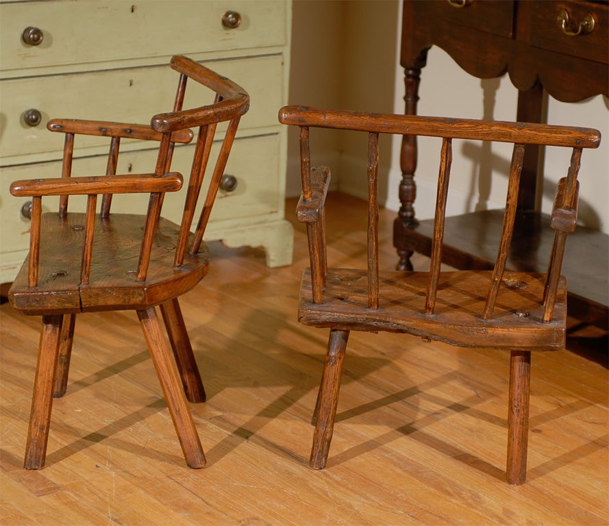 19th C. Pair of Irish Elm Rare Hedgerow Chairs 2