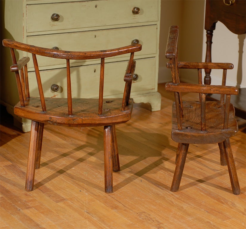 19th C. Pair of Irish Elm Rare Hedgerow Chairs 3
