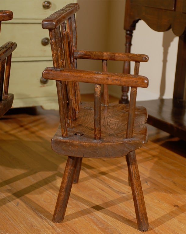 19th C. Pair of Irish Elm Rare Hedgerow Chairs 4