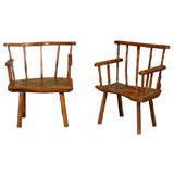 19th C. Pair of Irish Elm Rare Hedgerow Chairs