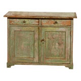 19th C Irish Rustic Painted Cupboard Buffet Cabinet
