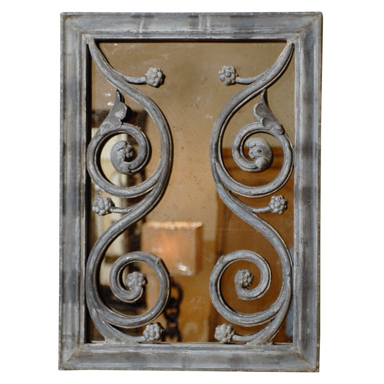 French Zinc Architraving Moulding Mirror For Sale