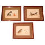 Set of Three Humorous Watercolors  of Dogs