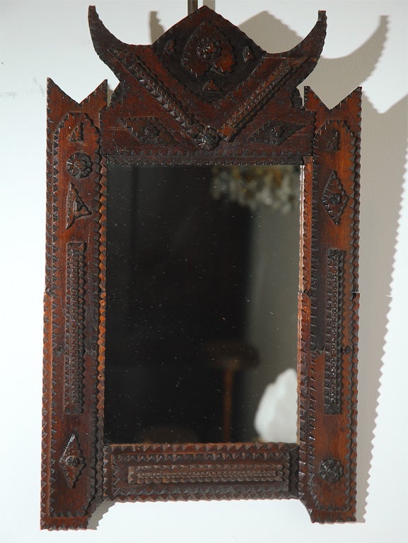 Tramp Art / Folk Art Frame with Mirror