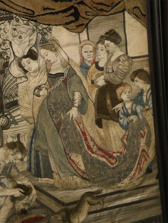 Framed 18th century Spanish Silk Embroidered Panel 2