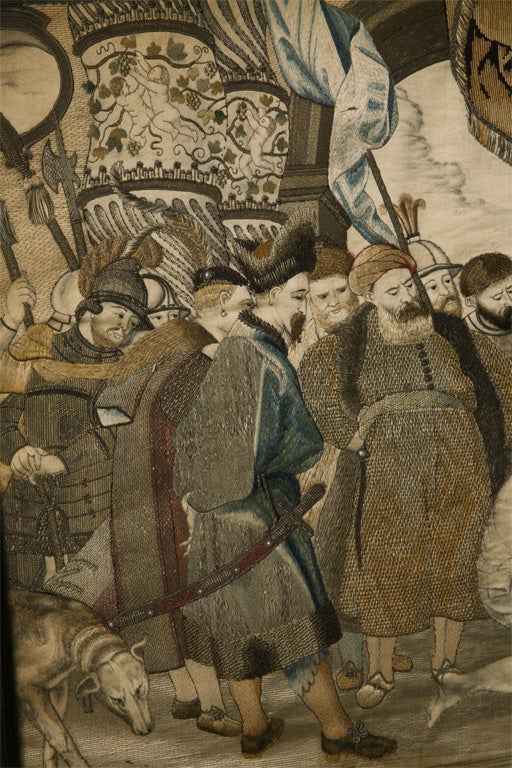Framed 18th century Spanish Silk Embroidered Panel 4