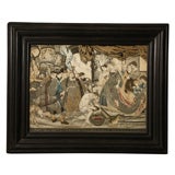 Framed 18th century Spanish Silk Embroidered Panel