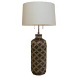 A Guido Gambone Hand Thrown Ceramic Table Lamp.